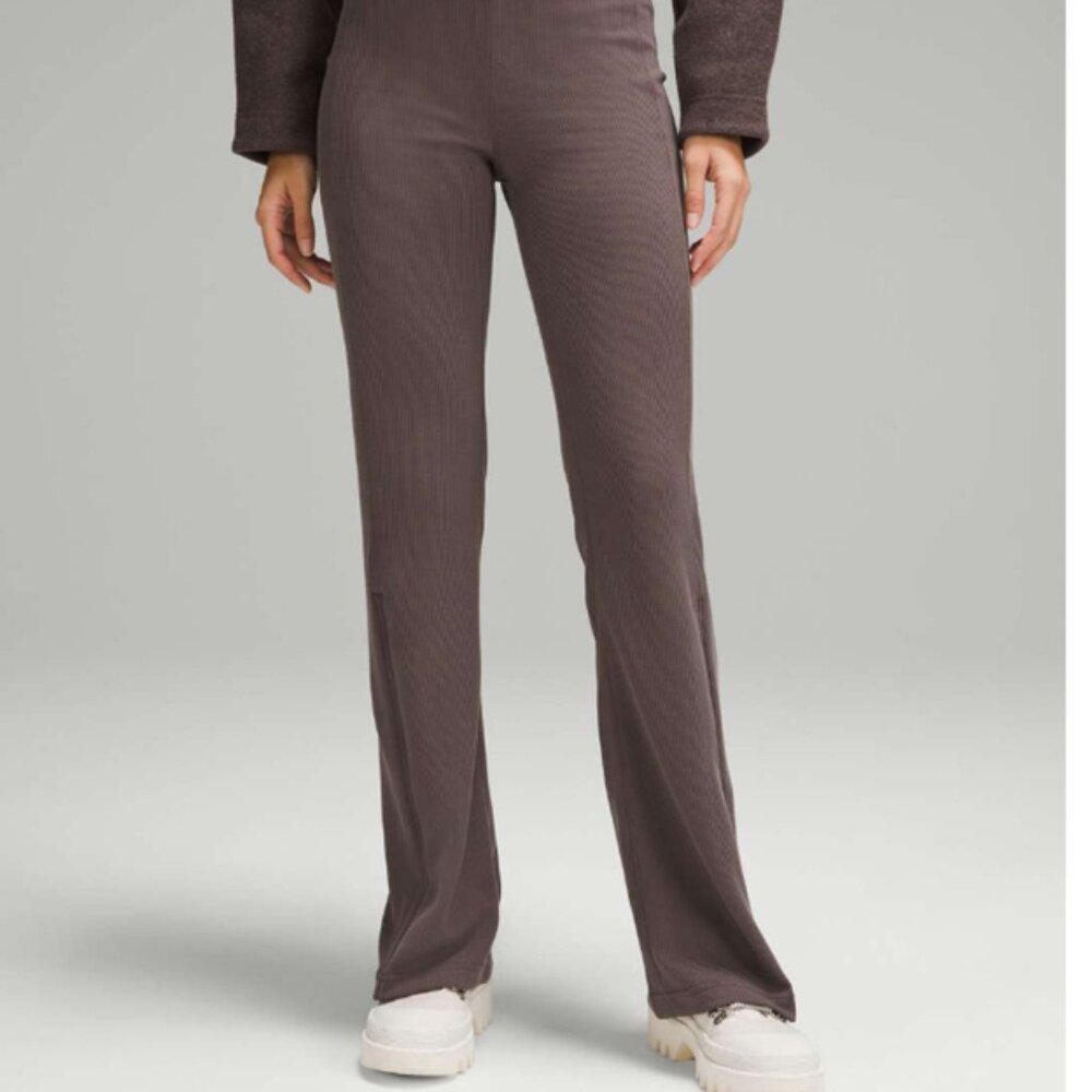 INCREDIBLE DEAL: Lululemon Brushed Softstreme Ribbed Zip Flared Pant brown